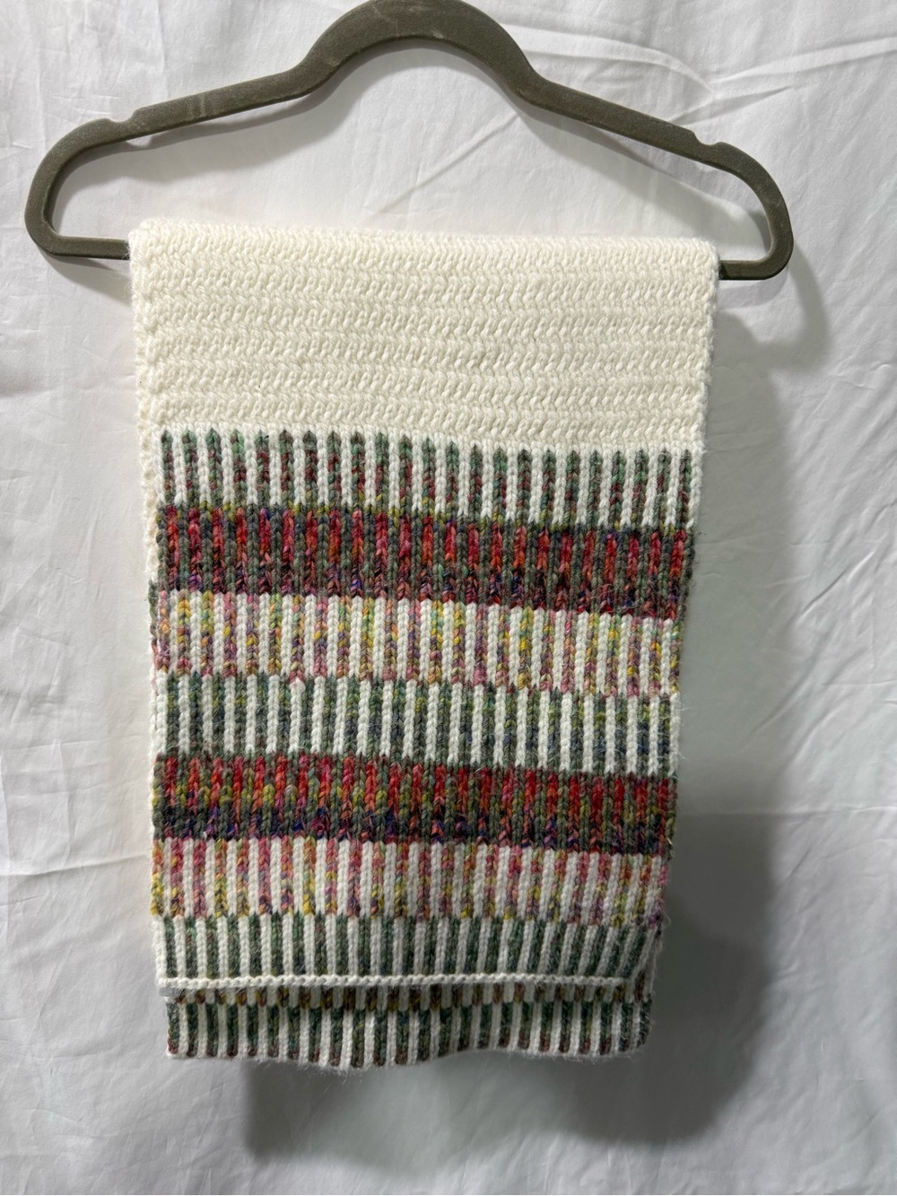 Anthropologie Cream Multicolor Striped Knit Throw